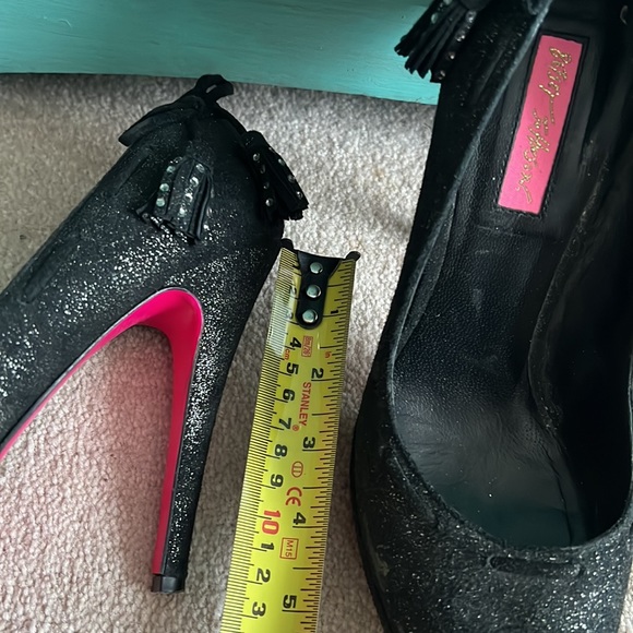 Retro Betsy black with silver sparkle, high-heeled, open toe shoes - Picture 7 of 7